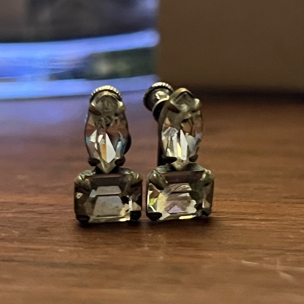 Vintage Clear Glass Screw Back Earrings